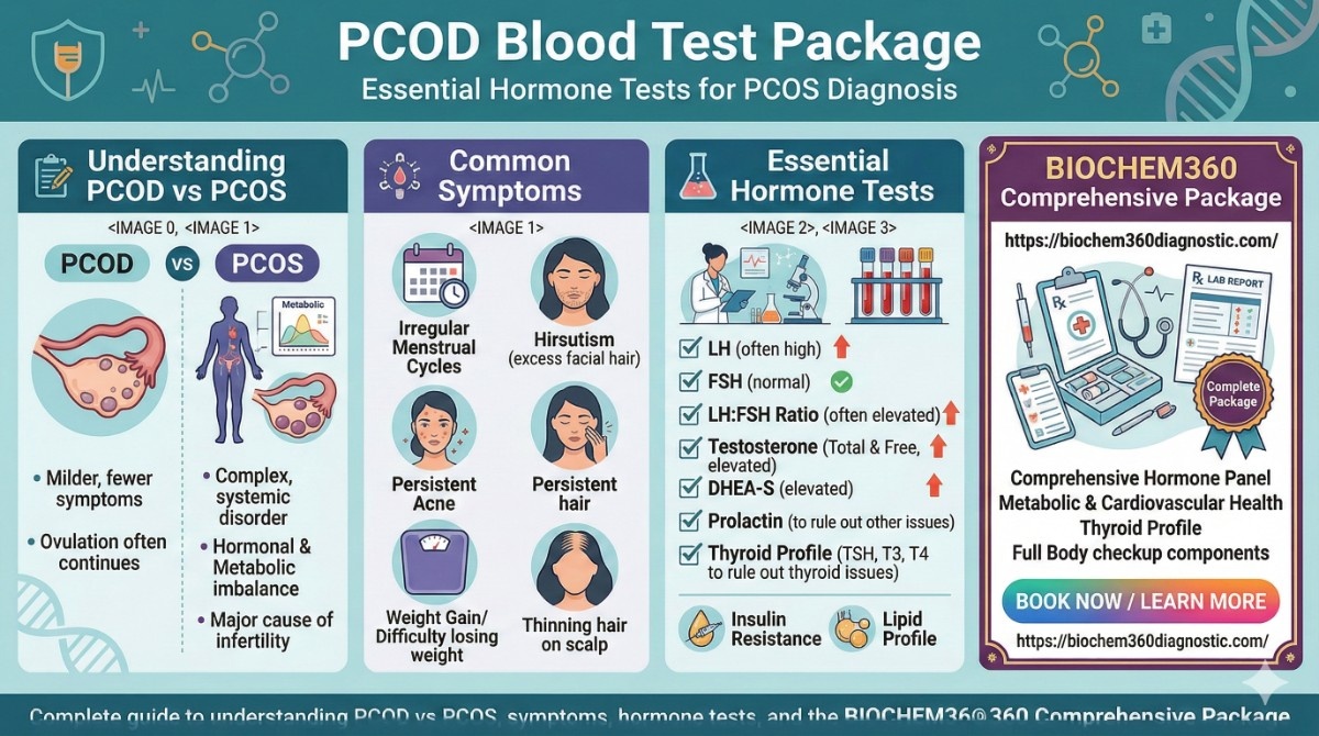 Comprehensive Guide: PCOD vs PCOS, Symptoms, Essential Hormone Tests, and the BIOCHEM360 Package